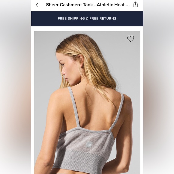 ALO Yoga Sheer Cashmere Tank - Athletic Heather Grey - Picture 4 of 5